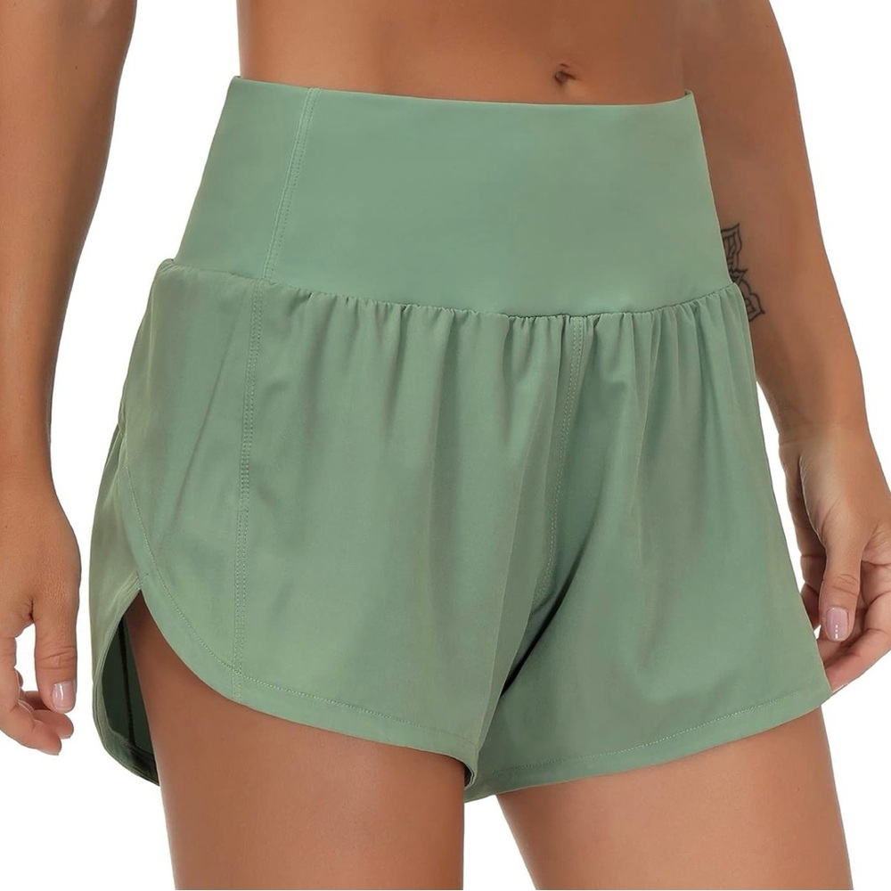 Women's Athletic High-Rise Green Shorts